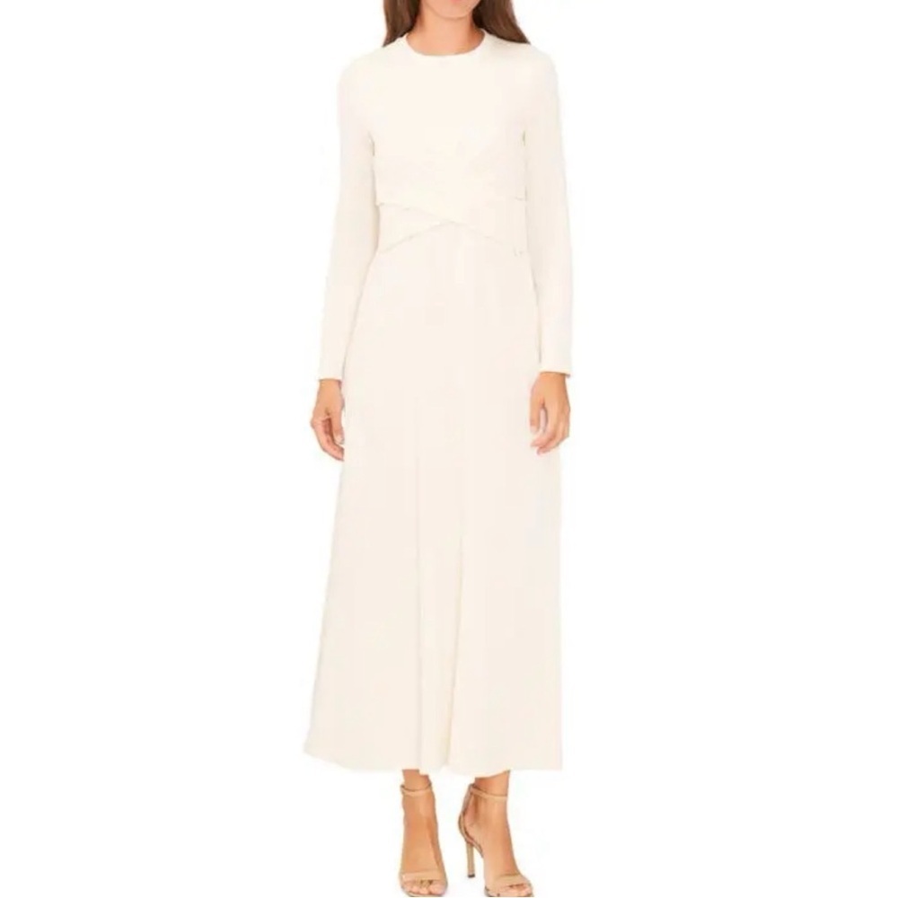 Nordstrom Halogen NWT Long Sleeve Midi Dress Antique White, size Large - Picture 1 of 10